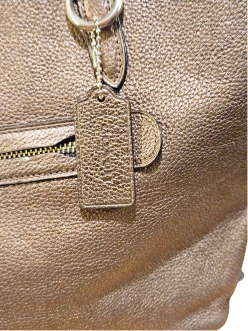 Coach Bronze Leather Tote Bag One Size - Picture 4 of 16